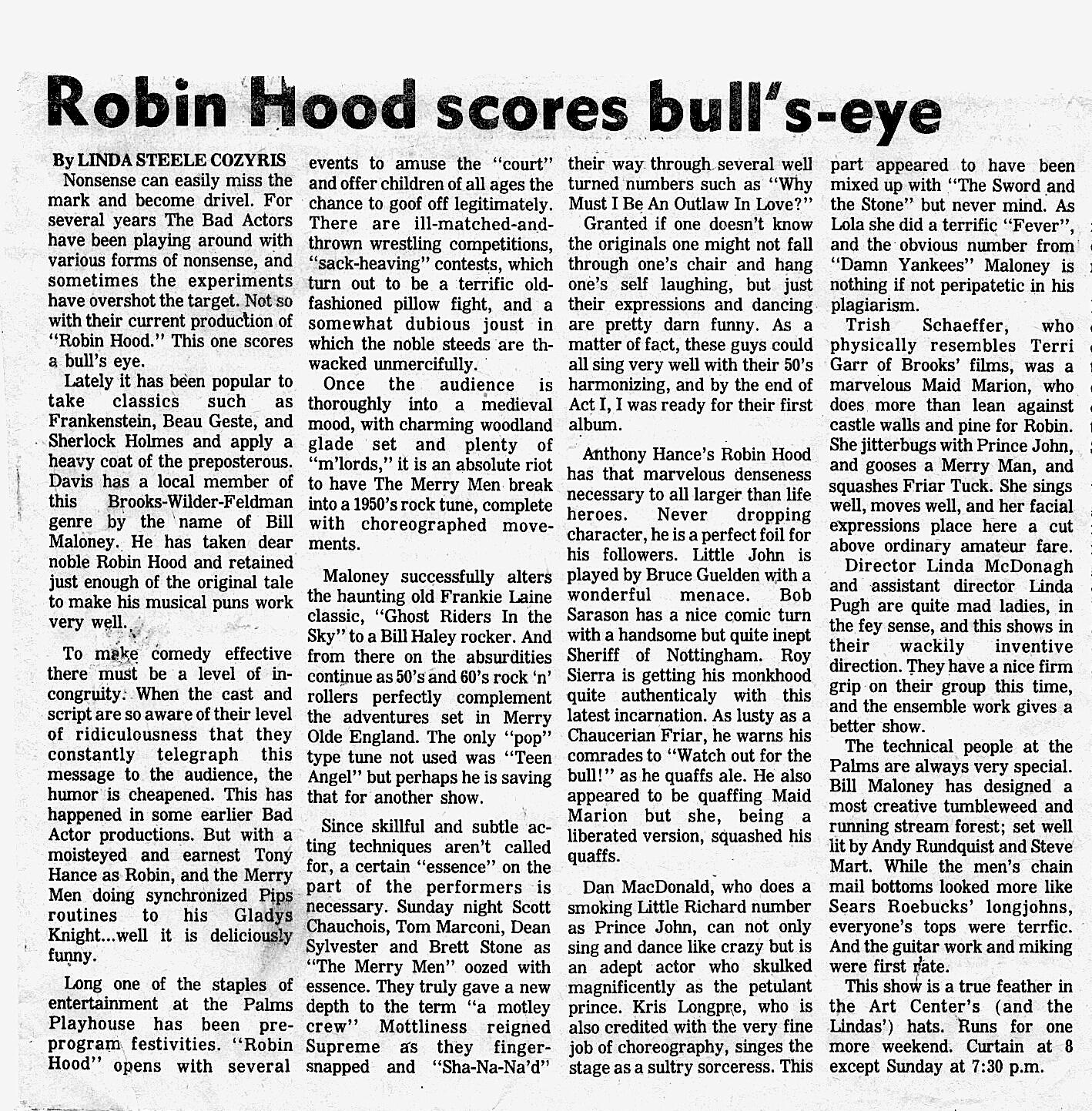RobinHood 1950s Musical in 1980